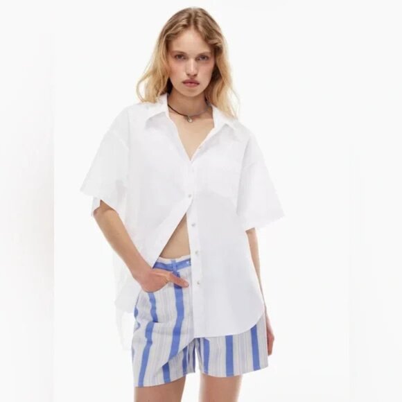 Aritzia White Dress Short Sleeve Dress Shirt - Picture 1 of 4